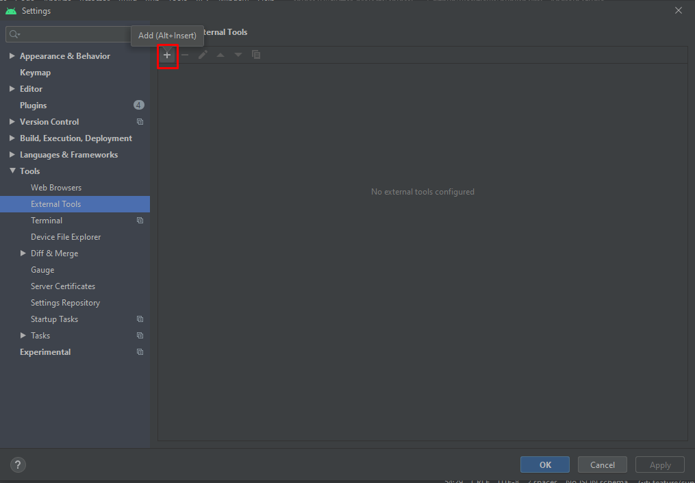 Android Studio: External Tools