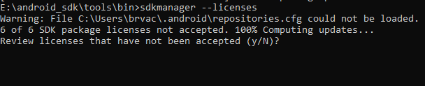 SDK Manager Licenses