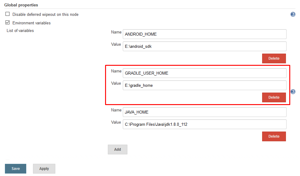 Jenkins: Gradle Home Environment Variable